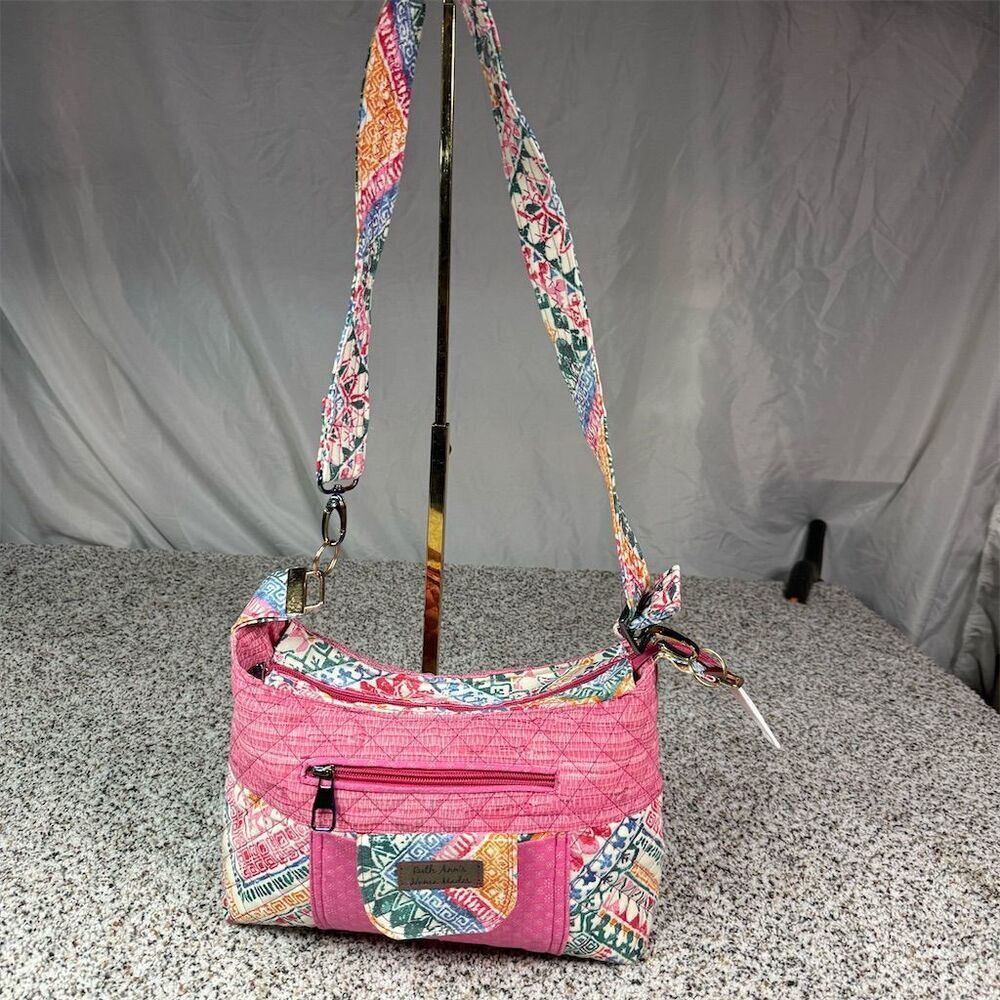Multicolor Quilted Crossbody Bag Floral Geometric Design​
